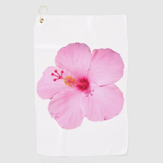 Roze Hibiscus Tropische Bloem Golfhanddoek (Voorkant)