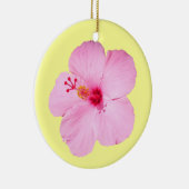 Roze Hibiscus Tropische Bloem Keramisch Ornament (Rechts)