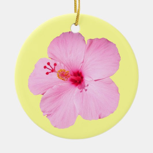 Roze Hibiscus Tropische Bloem Keramisch Ornament (Voorkant)