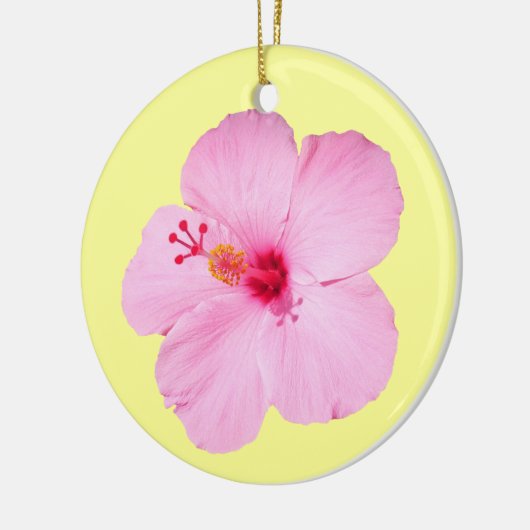 Roze Hibiscus Tropische Bloem Keramisch Ornament (Links)