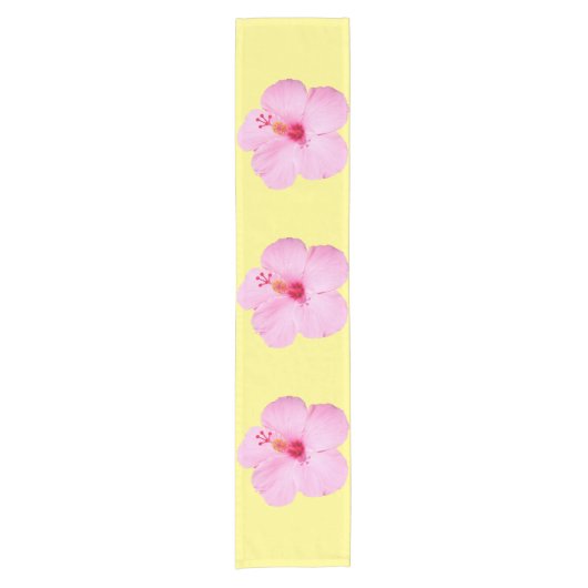 Roze Hibiscus Tropische Bloem Korte Tafelloper (Voorkant)