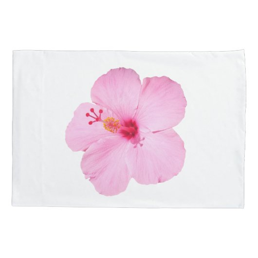 Roze Hibiscus Tropische Bloem Kussensloop (Achterkant)