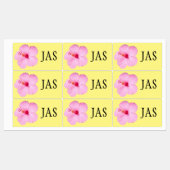 Roze Hibiscus Tropische Bloem Labels (Vel)