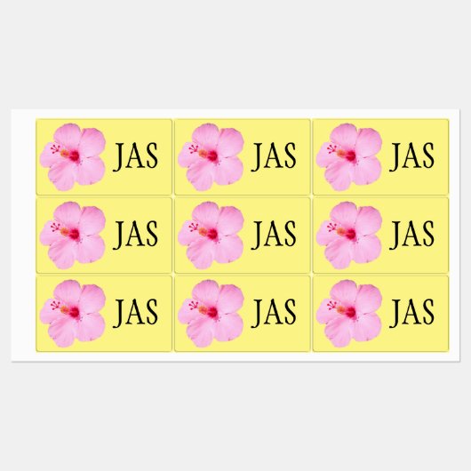 Roze Hibiscus Tropische Bloem Labels (Vel)