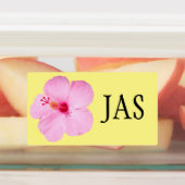 Roze Hibiscus Tropische Bloem Labels (Aangebracht)