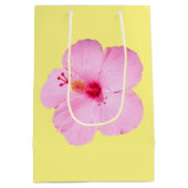 Roze Hibiscus Tropische Bloem Medium Cadeauzakje (Achterkant)