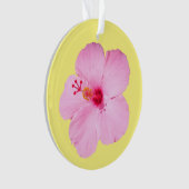 Roze Hibiscus Tropische Bloem Ornament (voorkant)