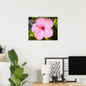 Roze Hibiscus Tropische Bloem Poster (Thuiskantoor)