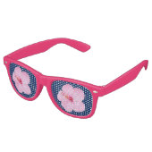 Roze Hibiscus Tropische Bloem Retro Zonnebril (Gekanteld)