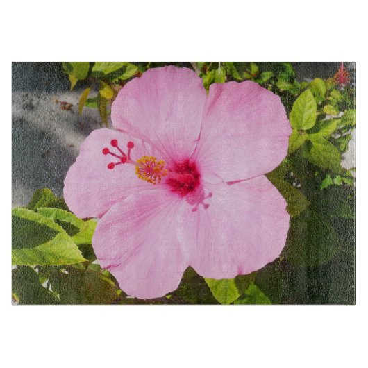 Roze Hibiscus Tropische Bloem Snijplank (Voorkant)