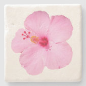 Roze Hibiscus Tropische Bloem Stenen Onderzetter (Voorkant)