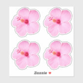 Roze Hibiscus Tropische Bloem Sticker (Vel)