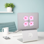 Roze Hibiscus Tropische Bloem Sticker (Laptop op bureau)