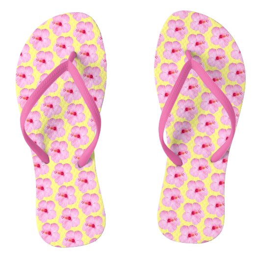 Roze Hibiscus Tropische Bloem Teenslippers (Voetbed)