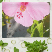 Roze Hibiscus Tropische Bloem Theedoek (Gevouwen)