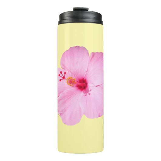 Roze Hibiscus Tropische Bloem Thermosbeker (Voorkant)