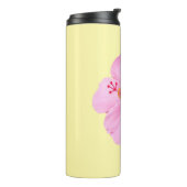 Roze Hibiscus Tropische Bloem Thermosbeker (Gedraaid links)
