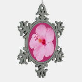 Roze Hibiscus Tropische Bloem Tin Sneeuwvlok Ornament (Links)
