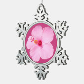 Roze Hibiscus Tropische Bloem Tin Sneeuwvlok Ornament (Rechts)
