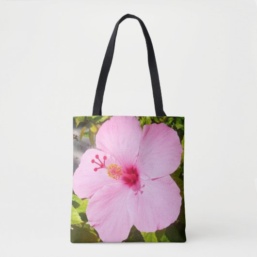 Roze Hibiscus Tropische Bloem Tote Bag (Voorkant)