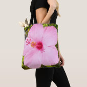 Roze Hibiscus Tropische Bloem Tote Bag (Dichtbij)