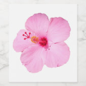 Roze Hibiscus Tropische Bloem Wijn Etiket (Enkel label)