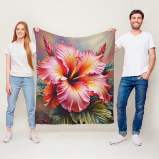 Roze Hibiscus Tropische Fleece Deken