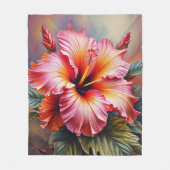 Roze Hibiscus Tropische Fleece Deken (Voorkant)
