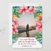 Roze Hibiscus Tropische Foto Trouw Dankjewel  Bedankkaart (Voorkant)