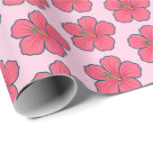  Roze Hibiscus Tropische Vibes Cadeaupapier (Rol Hoek)