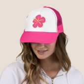 Roze Hibiscus Trucker Hoed Pet (In situ)