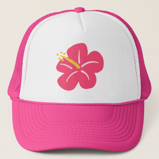 Roze Hibiscus Trucker Hoed Pet (Voorkant)