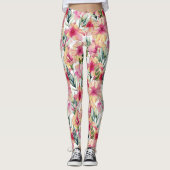 Roze Hibiscus Tuin Leggings (Voorkant)
