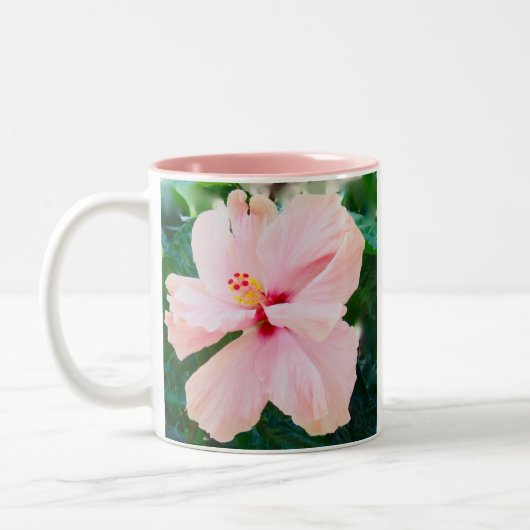 Roze Hibiscus Tweekleurige Koffiemok (Links)