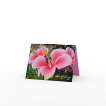 Roze Hibiscus Verjaardag Kaart