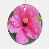 Roze Hibiscus-versiering, aanpassen Keramisch Ornament (Links)