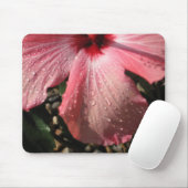 Roze Hibiscus Water Druppels Muismat (Met muis)