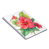 Roze Hibiscus Waterverf Bloem Notitieboek (Rechterzijde)