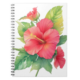 Roze Hibiscus Waterverf Bloem Notitieboek