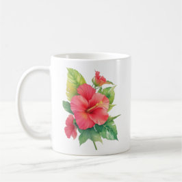 Roze Hibiscus Waterverf Flowers Koffiemok