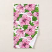 Roze hibiscus waterverf patroon bad handdoek (Handdoek)