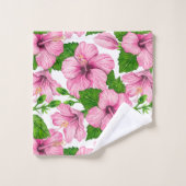 Roze hibiscus waterverf patroon bad handdoek (Wasdoekje)