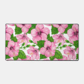 Roze hibiscus waterverf patroon bureaumat (Voorkant)