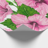 Roze hibiscus waterverf patroon cadeaupapier (Hoek)