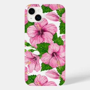 Roze hibiscus waterverf patroon Case-Mate iPhone 14 plus hoesje
