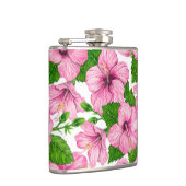 Roze hibiscus waterverf patroon heupfles (Rechts)