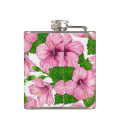 Roze hibiscus waterverf patroon heupfles (Achterkant)