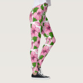 Roze hibiscus waterverf patroon leggings (Rechts)