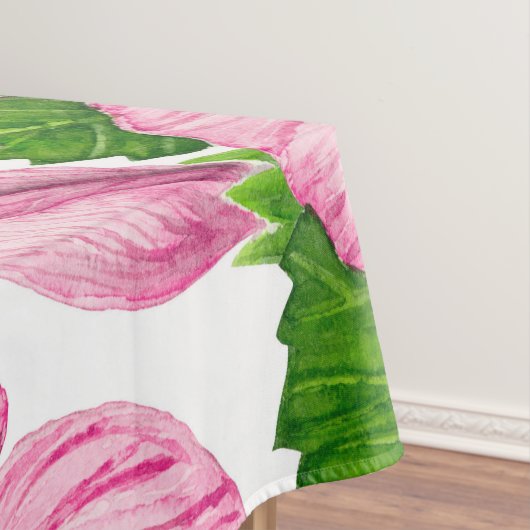 Roze hibiscus waterverf patroon tafelkleed (Voorbeeld)