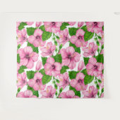 Roze hibiscus waterverf patroon wandkleed (Voorkant (horizontaal))